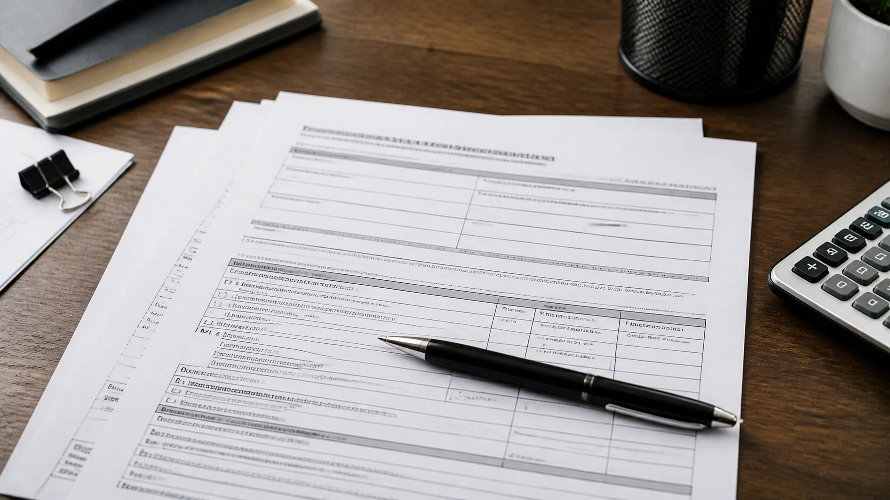 Close-up of financial spreadsheets and a tablet showing accounting data