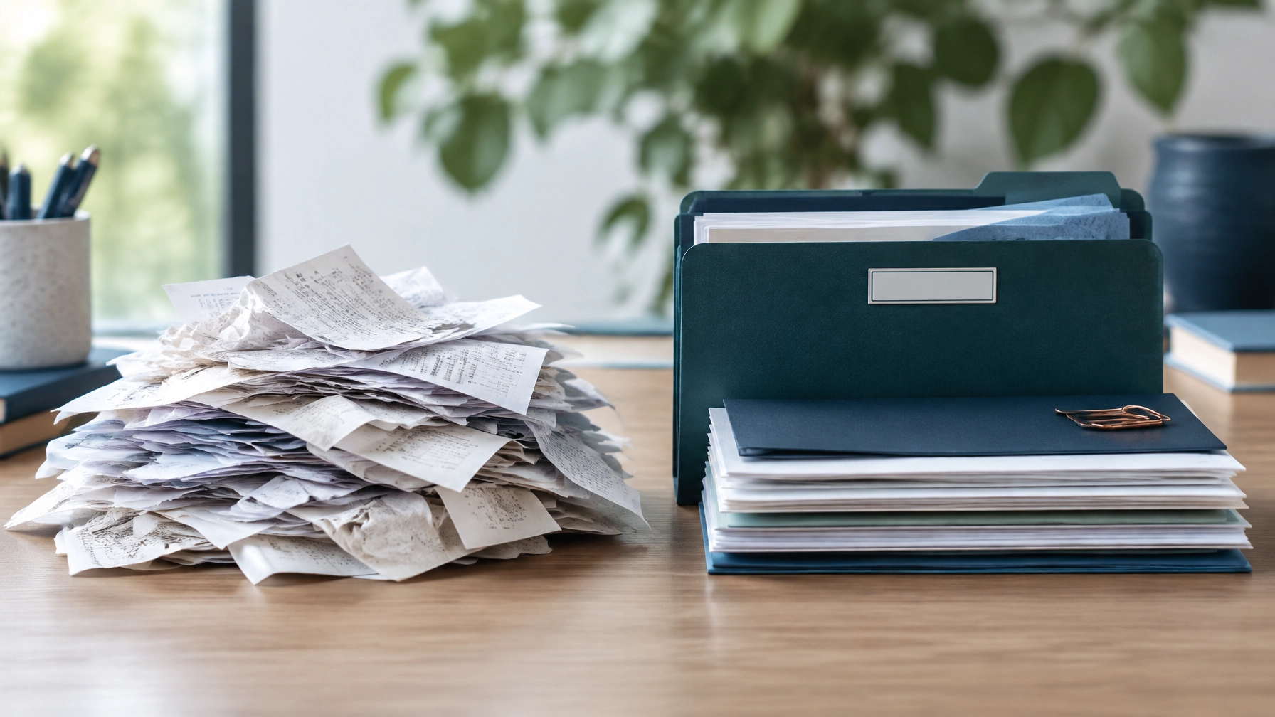 Disorganized records organized for tax filing